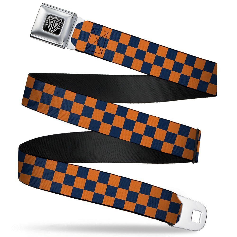 7854 Seatbelt Belt - Checker Orange/Dark Blue - 1.5" Wide - 24-38 Inches in